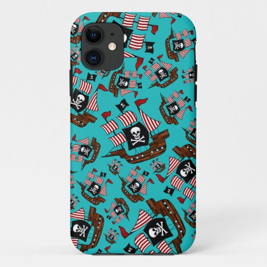 ターコイズ海賊船模様 Case-Mate iPhoneケース (裏面)