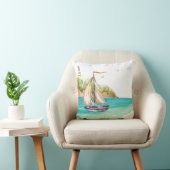 ターコイズ海16"x16"装飾用クッションの帆船 クッション (椅子)