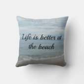 ターコイズ海、砂ビーチ付き文字 クッション (裏面)