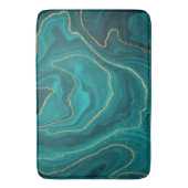 ターコイズ液体大理石の背景(金ゴールド) バスマット (正面縦)