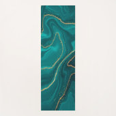ターコイズ液体大理石の背景(金ゴールド) ヨガマット (正面)