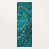 ターコイズ液体大理石の背景(金ゴールド) ヨガマット (裏面)