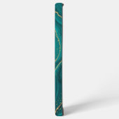 ターコイズ液体大理石の背景(金ゴールド) SAMSUNG GALAXYケース (左側面)