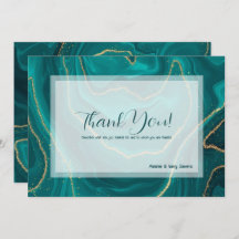 ターコイズ液体大理石サンキューカード