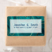 ターコイズ液体大理石テクスチャ、金ゴールドアクセント ラベル (インサイチュ)