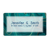 ターコイズ液体大理石テクスチャ、金ゴールドアクセント ラベル (正面)