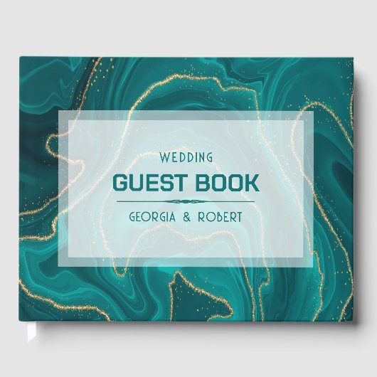 ターコイズ液大理石テクスチャ ゲストブック (正面)