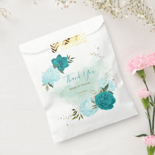 ターコイズ淡青色結婚花 フェイバーバッグ (封をした状態)