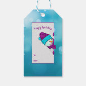 ターコイズ灯付雪だるま ギフトタグ (正面)