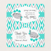 ターコイズ灰色象のベビーシャワー|のバッグの上層 名刺 (外部フラット)