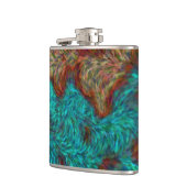 ターコイズ焼けオレンジ色のブラシストローク>スキットル フラスク (左)