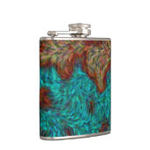 ターコイズ焼けオレンジ色のブラシストローク>スキットル フラスク (右)