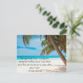 ターコイズ熱帯ビーチと感動的引用文 ポストカード (スタンド正面)