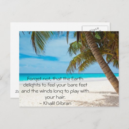 ターコイズ熱帯ビーチと感動的引用文 ポストカード (正面/裏面)