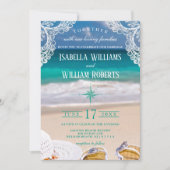 ターコイズ熱帯ビーチ夏結婚式招待状 招待状 (正面)