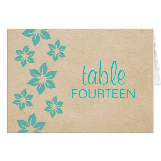 ターコイズ熱帯フローラテーブル番号カード (正面横)