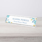 ターコイズ熱帯花マッサージセラピスト デスクネームプレート (正面)