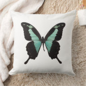 ターコイズ熱帯蝶 クッション (ブランケット)