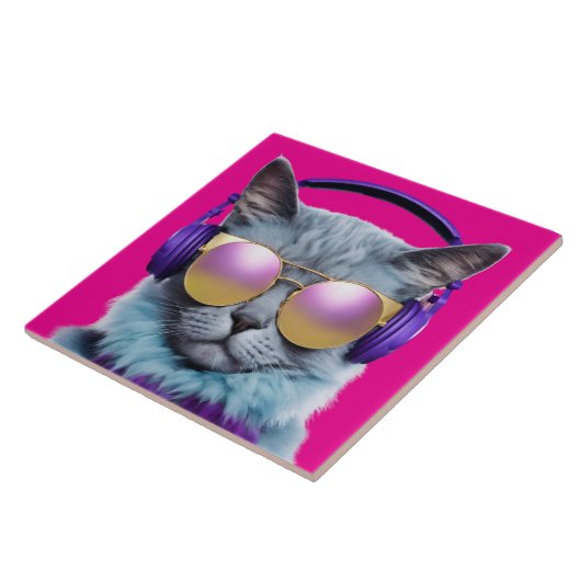 ターコイズ猫の装飾タイル タイル (側面)