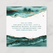 ターコイズ瑪瑙スクリプトモノグラム金ゴールドグリッター スクエア名刺 (裏面)