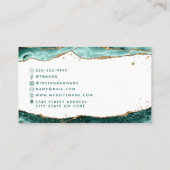 ターコイズ瑪瑙スクリプトモノグラム金ゴールドグリッター 名刺 (裏面)