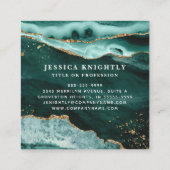 ターコイズ瑪瑙金ゴールドグリッタースクリプトの写真 スクエア名刺 (裏面)