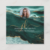 ターコイズ瑪瑙金ゴールドグリッタースクリプトの写真 スクエア名刺 (正面)