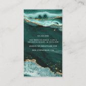 ターコイズ瑪瑙金ゴールドグリッタースクリプトモノグラム写真 名刺 (裏面)