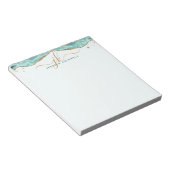 ターコイズ瑪瑙金ゴールドグリッタースクリプトモノグラム ノートパッド (アングル)