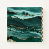 ターコイズ瑪瑙金ゴールドグリッタースクリプトモノグラム ノートブック (裏面)