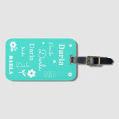 ターコイズ白い花カスタマイズ, ラゲッジタグ (正面横)