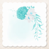 ターコイズ白フローラ結婚ズ ペーパーコースター (正面)