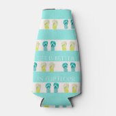 ターコイズ白航海のビーチサンダルビーチ ボトルクーラー (正面)