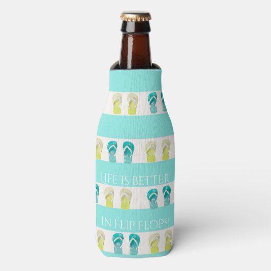 ターコイズ白航海のビーチサンダルビーチ ボトルクーラー (ボトル正面)