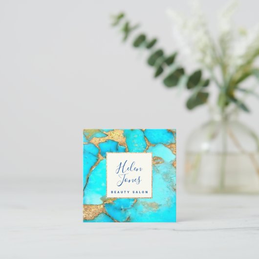 ターコイズ石 スクエア名刺 (スタンド正面)