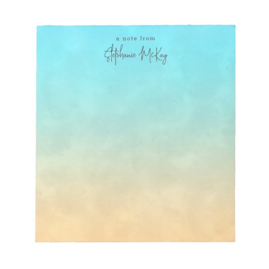 ターコイズ砂勾配パーソナライズされた ノートパッド (正面)