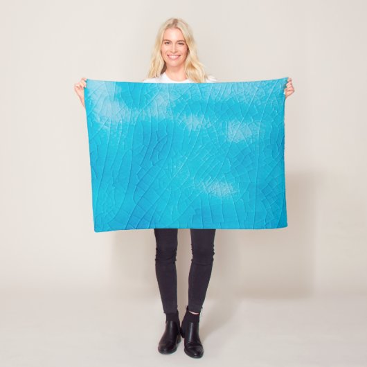 ターコイズ磁器のクラキュレでクラック釉薬 フリースブランケット (インサイチュ)