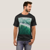 ターコイズ空中波:ドローンショット Tシャツ (正面フル)