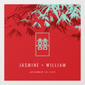 ターコイズ竹葉のダブル中国のシ結婚ス ウィンドウサイン (シート)