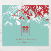 ターコイズ竹葉のダブル中国のシ結婚ス ビールラベル (シングルラベル)