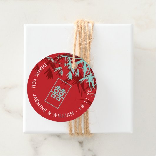 ターコイズ竹葉のダブル中国のシ結婚ス フェイバータグ (インサイチュ)