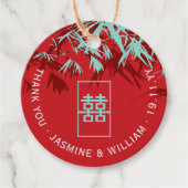 ターコイズ竹葉のダブル中国のシ結婚ス フェイバータグ (正面)