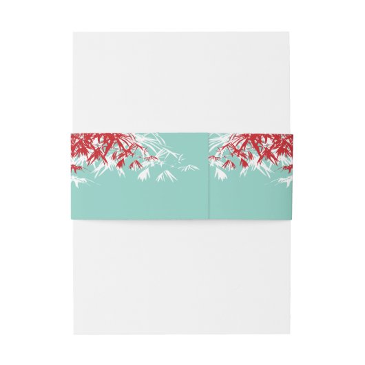 ターコイズ竹葉のダブル中国のシ結婚ス 招待状ベリーバンド (裏面例)