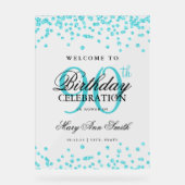 ターコイズ紙吹雪グリッター90th誕生日へようこそ アクリルサイン (正面)