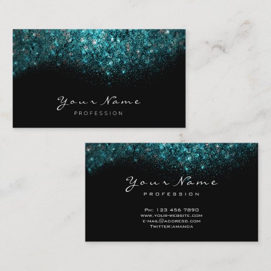 ターコイズ紙吹雪メイクアップアーティストラッズエクステンション 名刺 (正面/裏面)