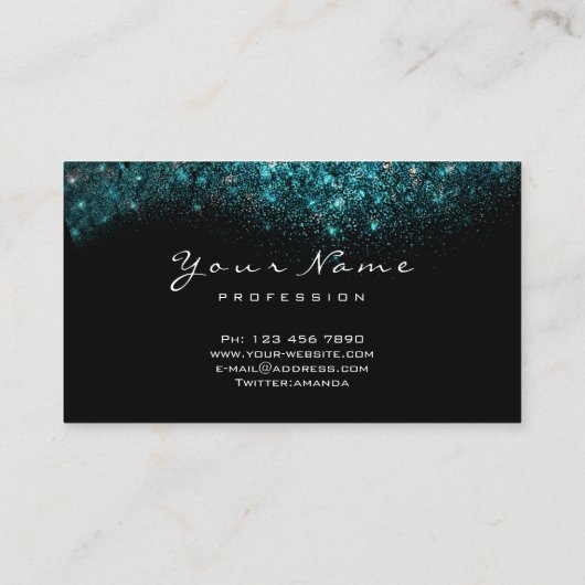 ターコイズ紙吹雪メイクアップアーティストラッズエクステンション 名刺 (裏面)