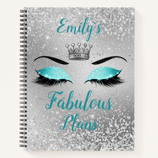 ターコイズ素晴らしいグリッターの目 ノートブック (正面)