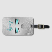 ターコイズ素晴らしいグリッターの目 ラゲッジタグ (正面横)