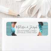 ターコイズ素朴ウッドフェザーボホ差出人住所 ラベル (インサイチュ)