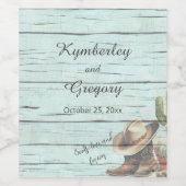 ターコイズ素朴カントリーウエスタンブーツハット ワインラベル (シングルラベル)